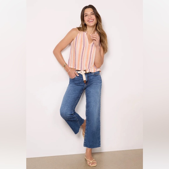 NEW! RAILS Christy Top in Linen Papaya Stripe size Small - Picture 4 of 9